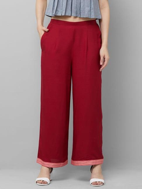 indo era maroon regular fit palazzos