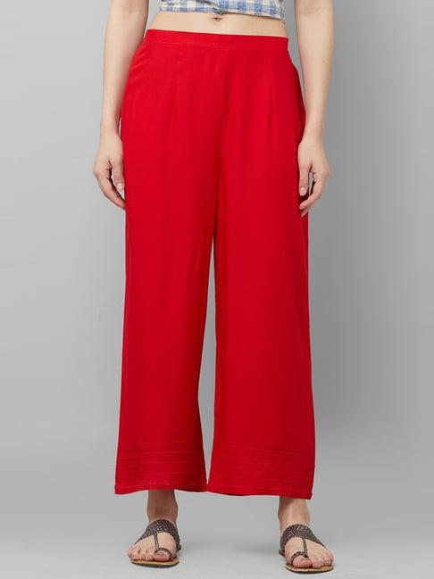 indo era red regular fit palazzos