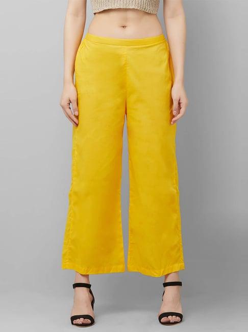 indo era yellow cotton palazzos