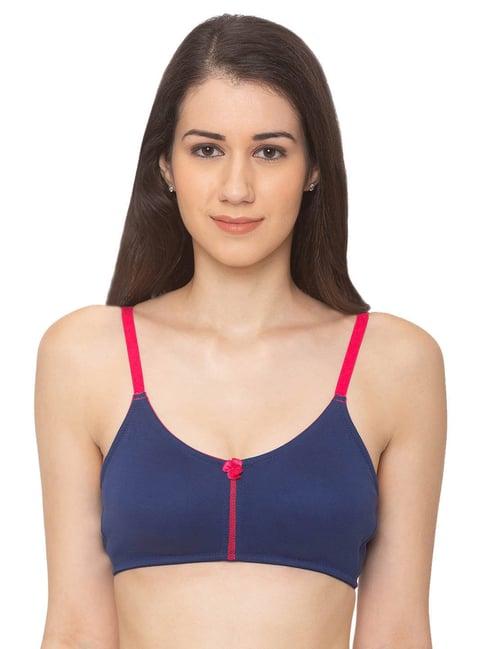 candyskin dark blue & pink non wired full coverage bra