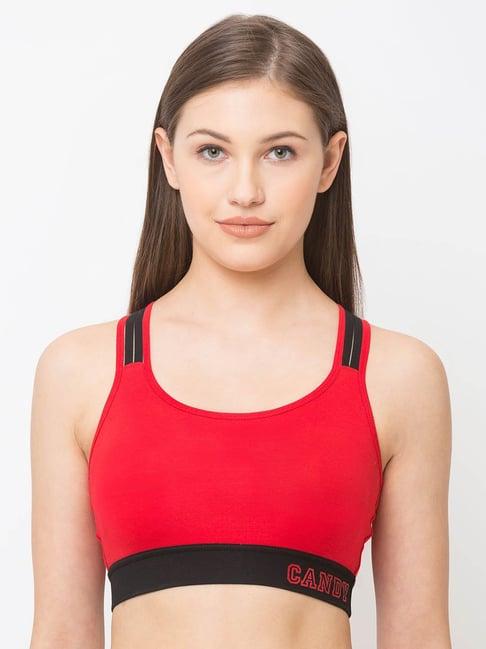 candyskin red & black non wired full coverage sports bra