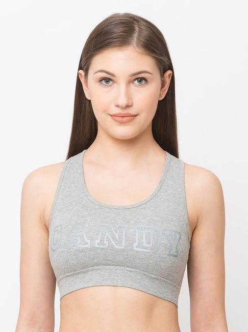 candyskin grey melange non wired full coverage sports bra