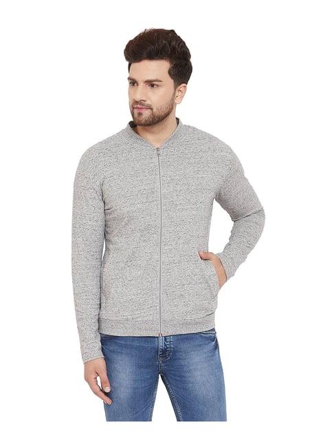 hypernation grey regular fit self pattern jacket