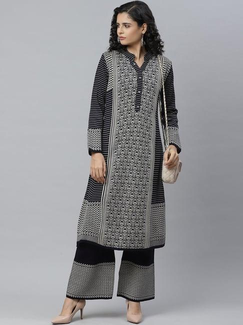 cayman navy printed kurta palazzo set