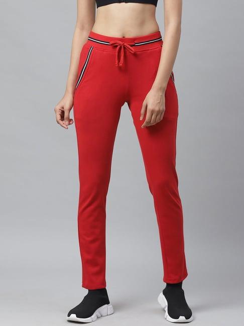 cayman red mid rise track pants