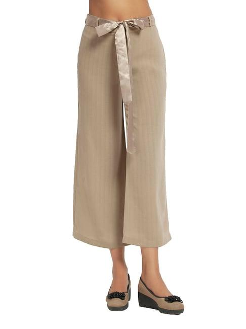 office & you beige mid rise palazzo with satin belt