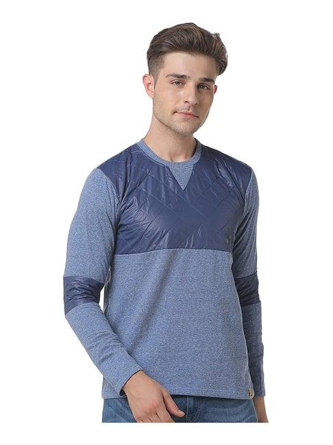 campus sutra light blue round neck sweatshirt