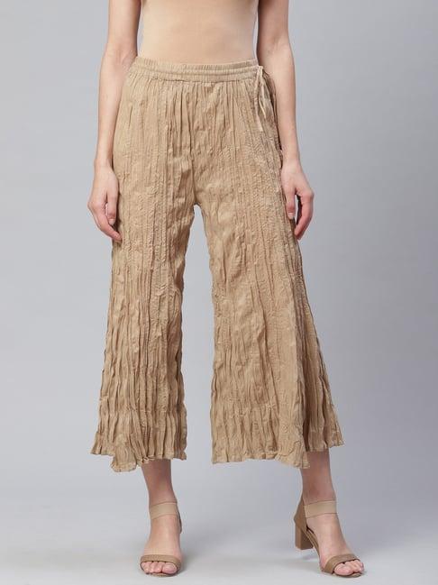 ksut beige regular fit palazzos