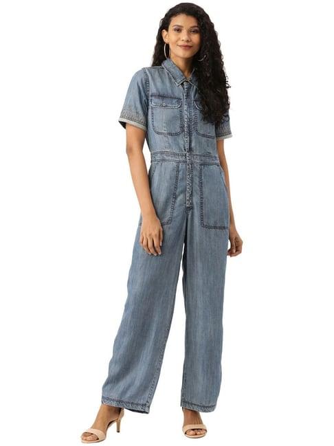 label ritu kumar denim blue jumpsuit