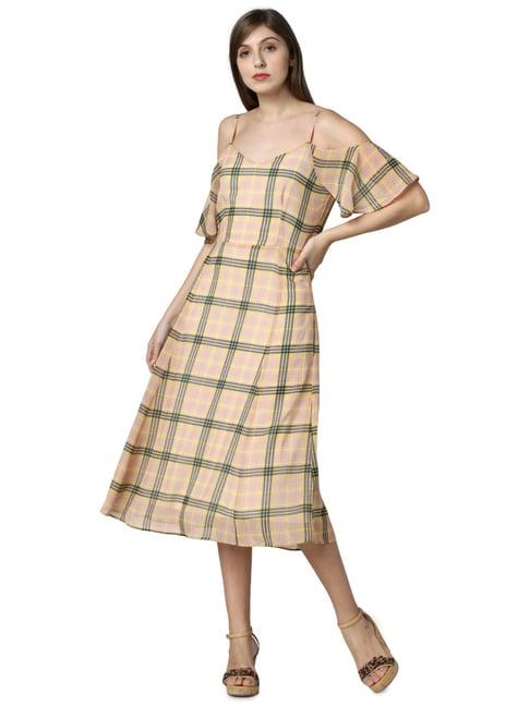 vero moda spicy mustard plaid dress