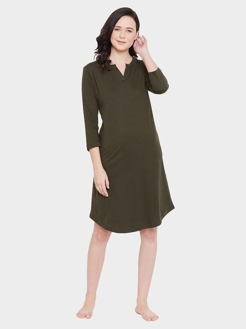 hypernation olive a-line dress