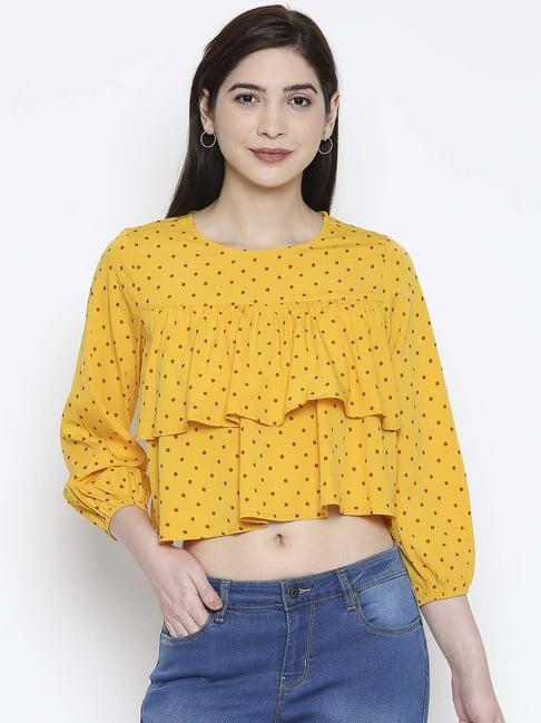 people yellow polka dots top