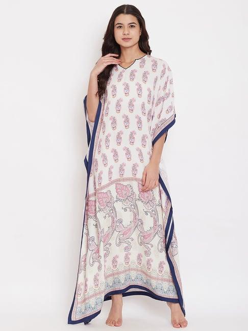 the kaftan company off white printed kaftan