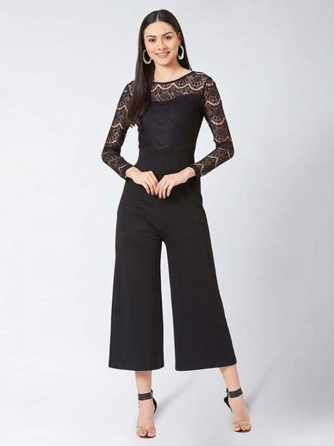 miss chase black lace work jumpsuit