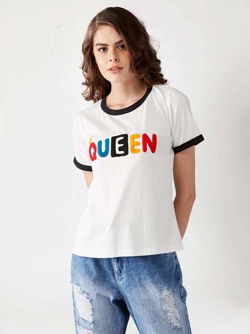 miss chase white cotton patchwork t-shirt