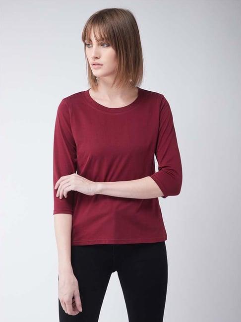 miss chase maroon cotton t-shirt