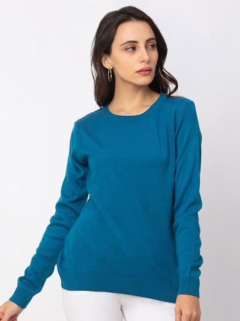 globus teal full sleeves sweater