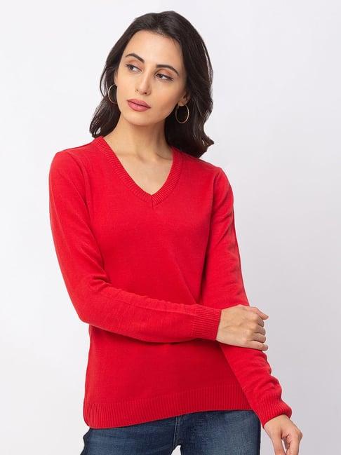 globus red full sleeves sweater