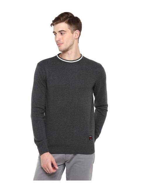 red chief dark grey melange textured sweater