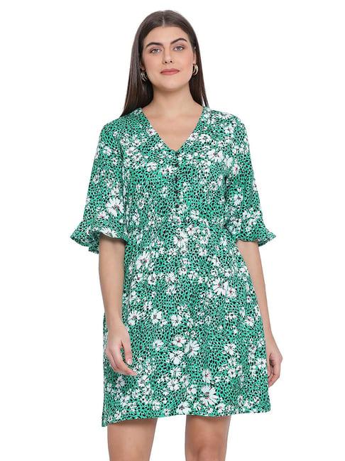 oxolloxo green floral print shade persia dress