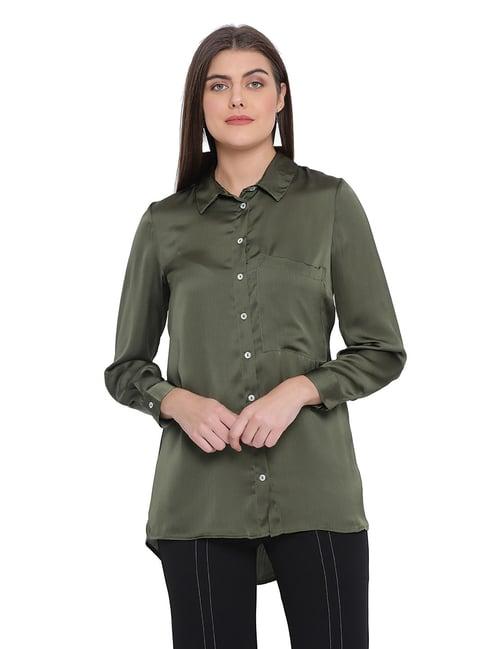 oxolloxo khaki regular fit sassy shirt