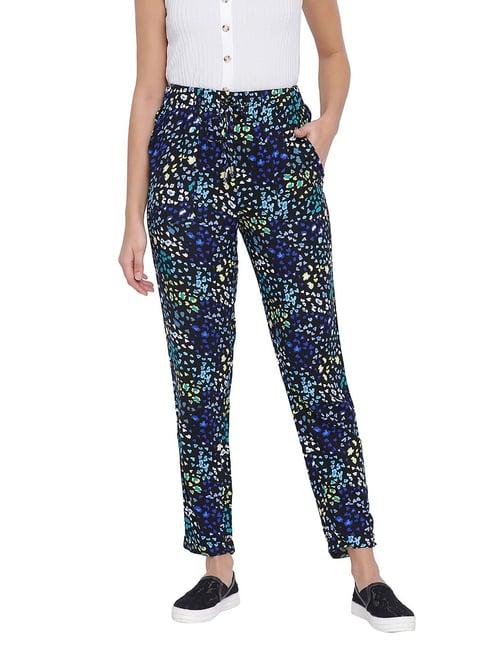 oxolloxo navy printed blossom alive pants