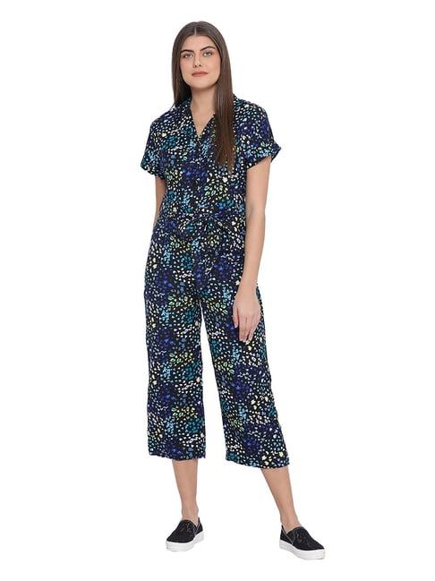 oxolloxo navy printed code blossom jumpsuit