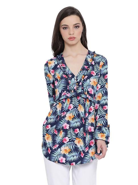 oxolloxo navy floral print cecilia top