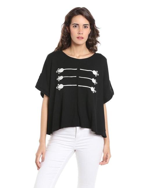 vero moda black embroidered top