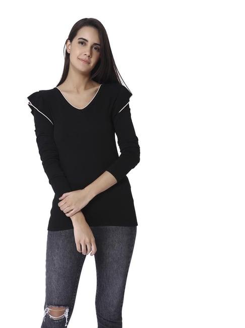 vero moda black slim fit top