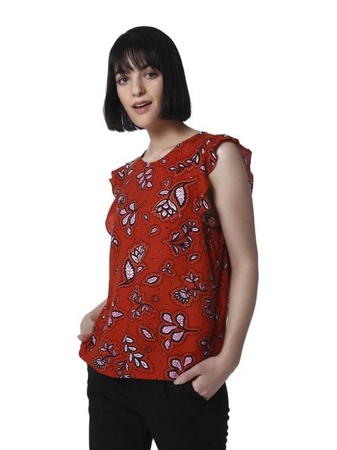 vero moda ketchup red floral print top