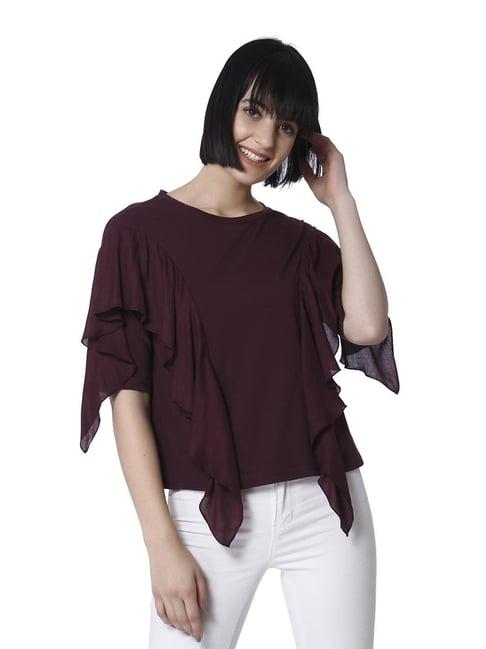 vero moda winetasting regular fit crop top