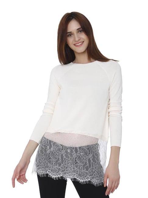 vero moda ecru lace patterned top