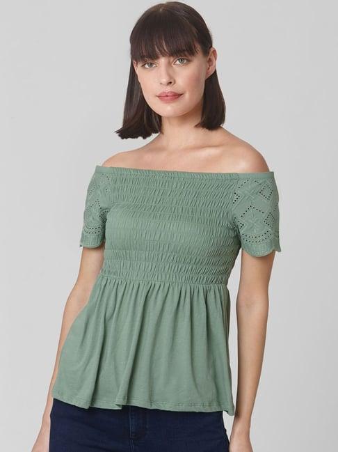 vero moda green cotton top