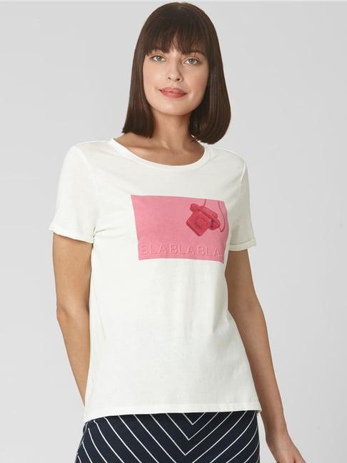 vero moda white cotton printed top