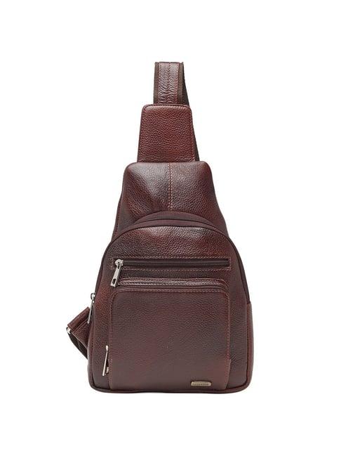 teakwood leathers brown leather cross body bag