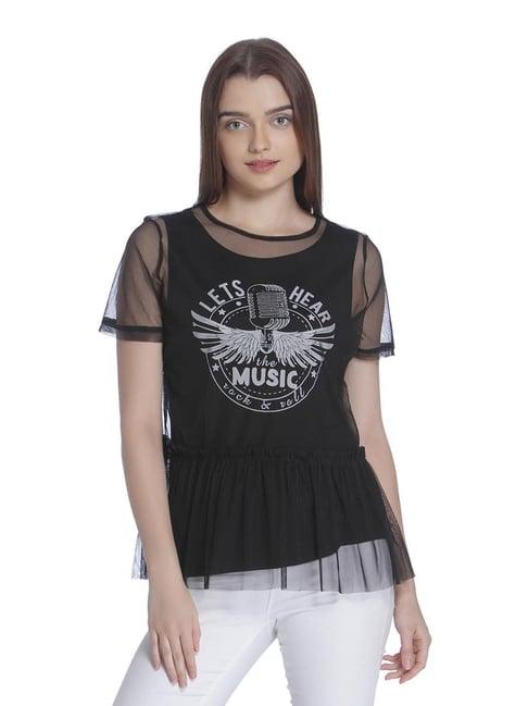 vero moda black printed top