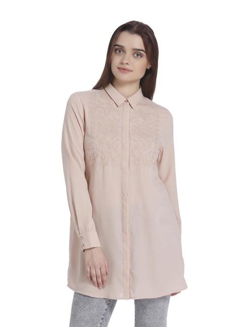 vero moda mahogany rose embroidered tunic