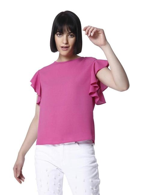 vero moda rose violet regular fit crop top