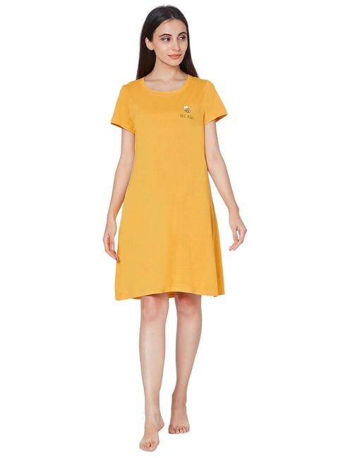 soie yellow printed night dress