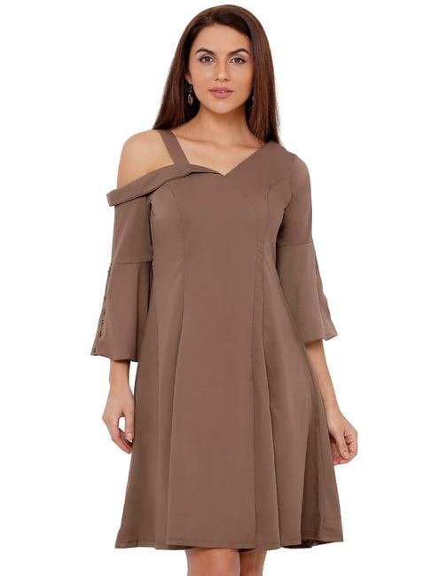 soie brown regular fit dress