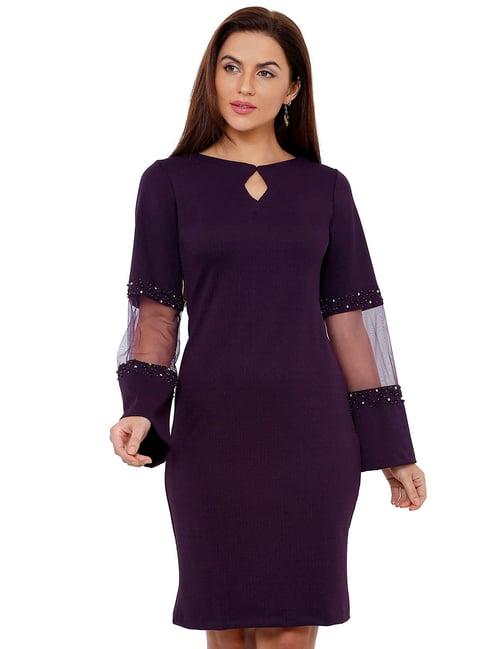 soie purple self design dress