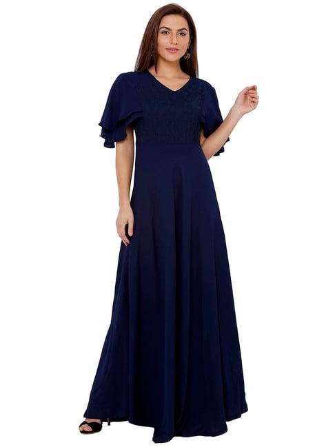 soie blue lace maxi dress