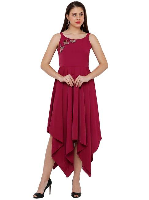 soie magenta embroidered dress