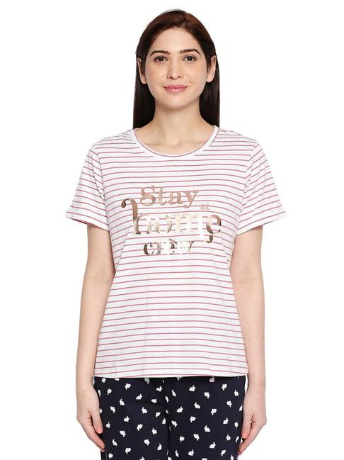 dreamz by pantaloons pink & white printed top