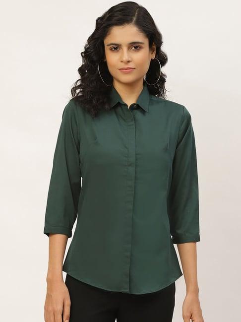 hancock bottle green cotton shirt