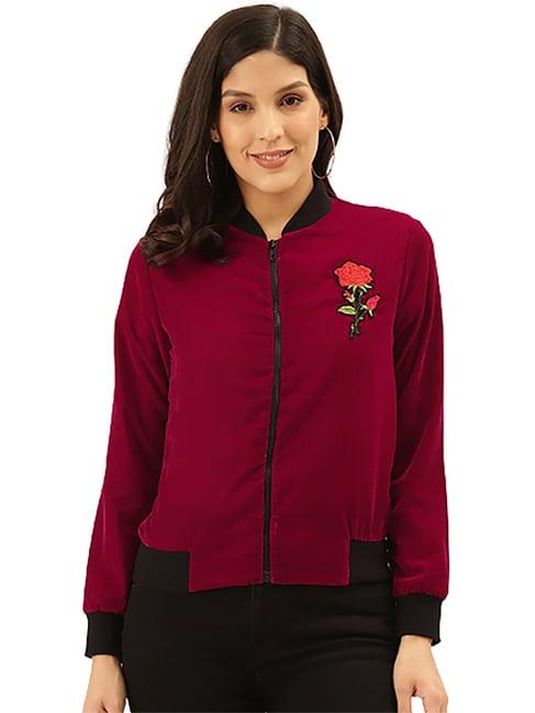 style quotient plum full sleeves bomber jacket