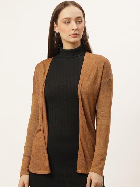 style quotient brown textured shrug