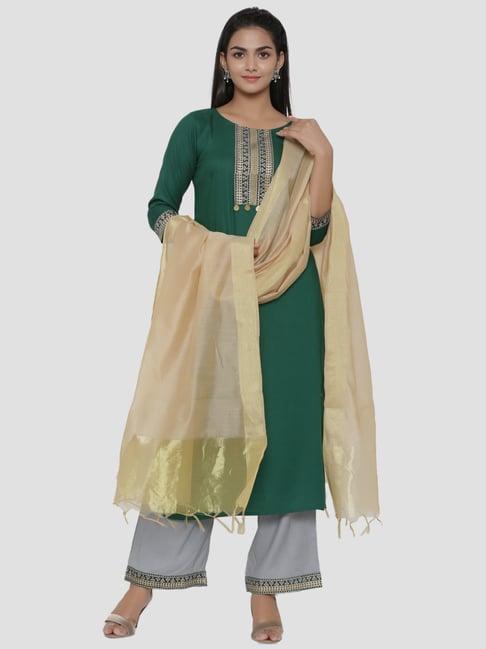 rangmayee green kurta bottom dupatta set