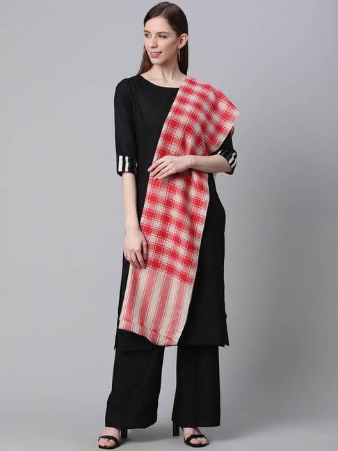 cayman red & beige checks shawl